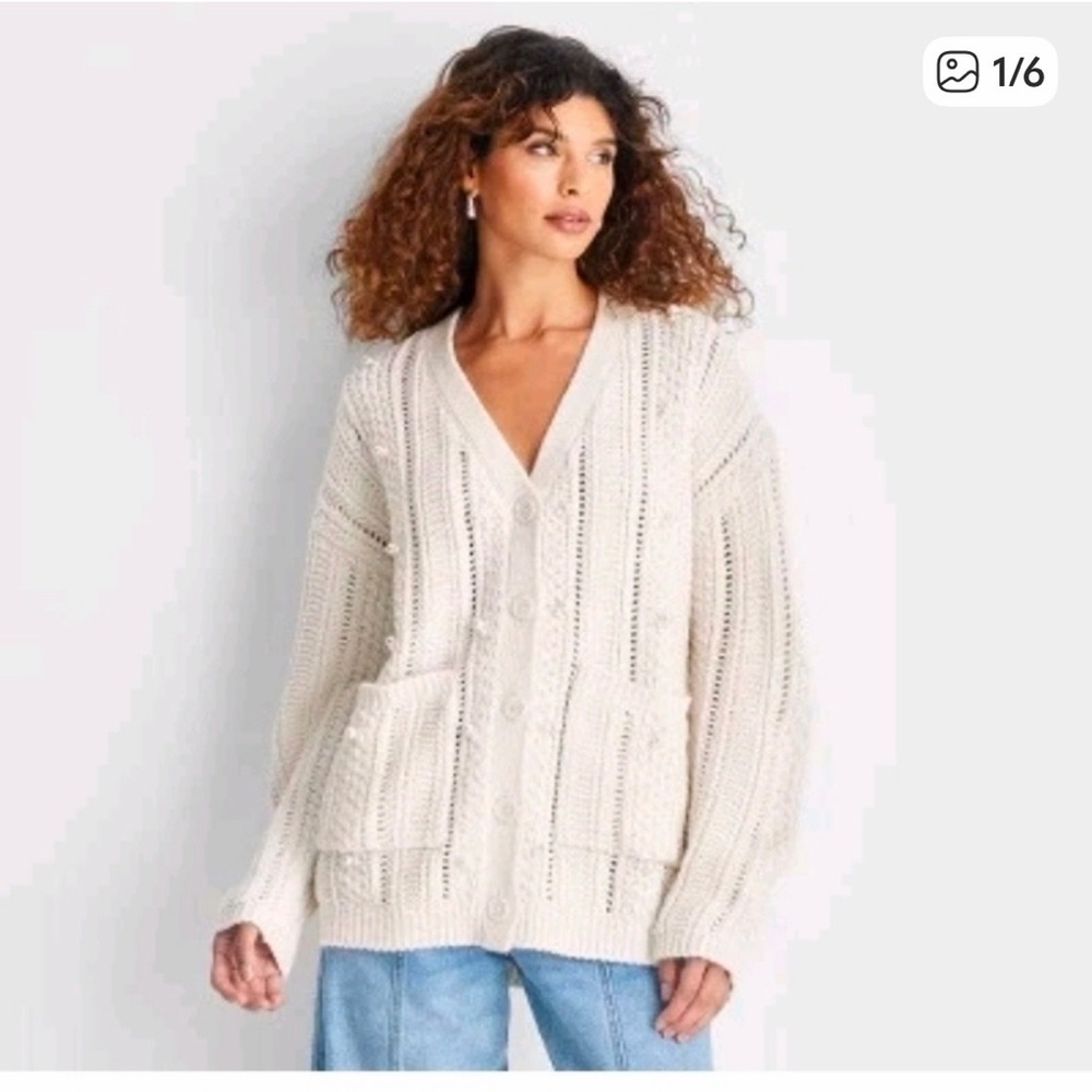 Elegant Cream Knit Cardigan for Women